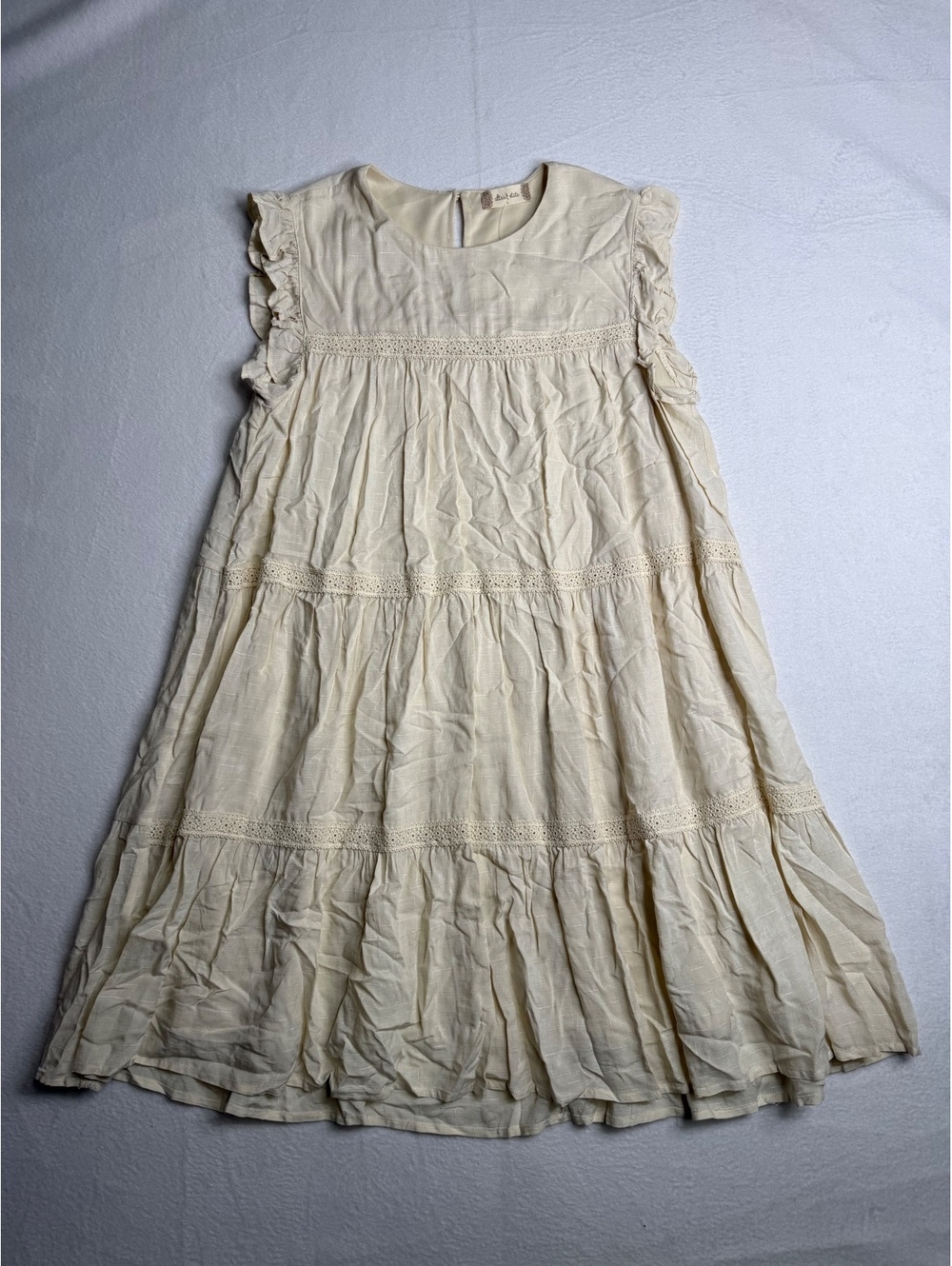 Altar’d State Women’s Large Ivory Tiered Ruffle Midi Dress NWT Rayon